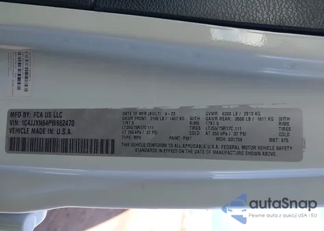 2023 Jeep Wrangler 4Xe 4X4 z USA, uszkodzony, nr VIN 1C4JJXN64PW662470